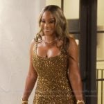 Angela’s gold sequin mini dress on The Real Housewives of Atlanta