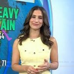 Angie Lassman’s yellow sleeveless tweed mini dress on Today
