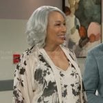 Anita’s cream and black floral blouse on Beyond the Gates