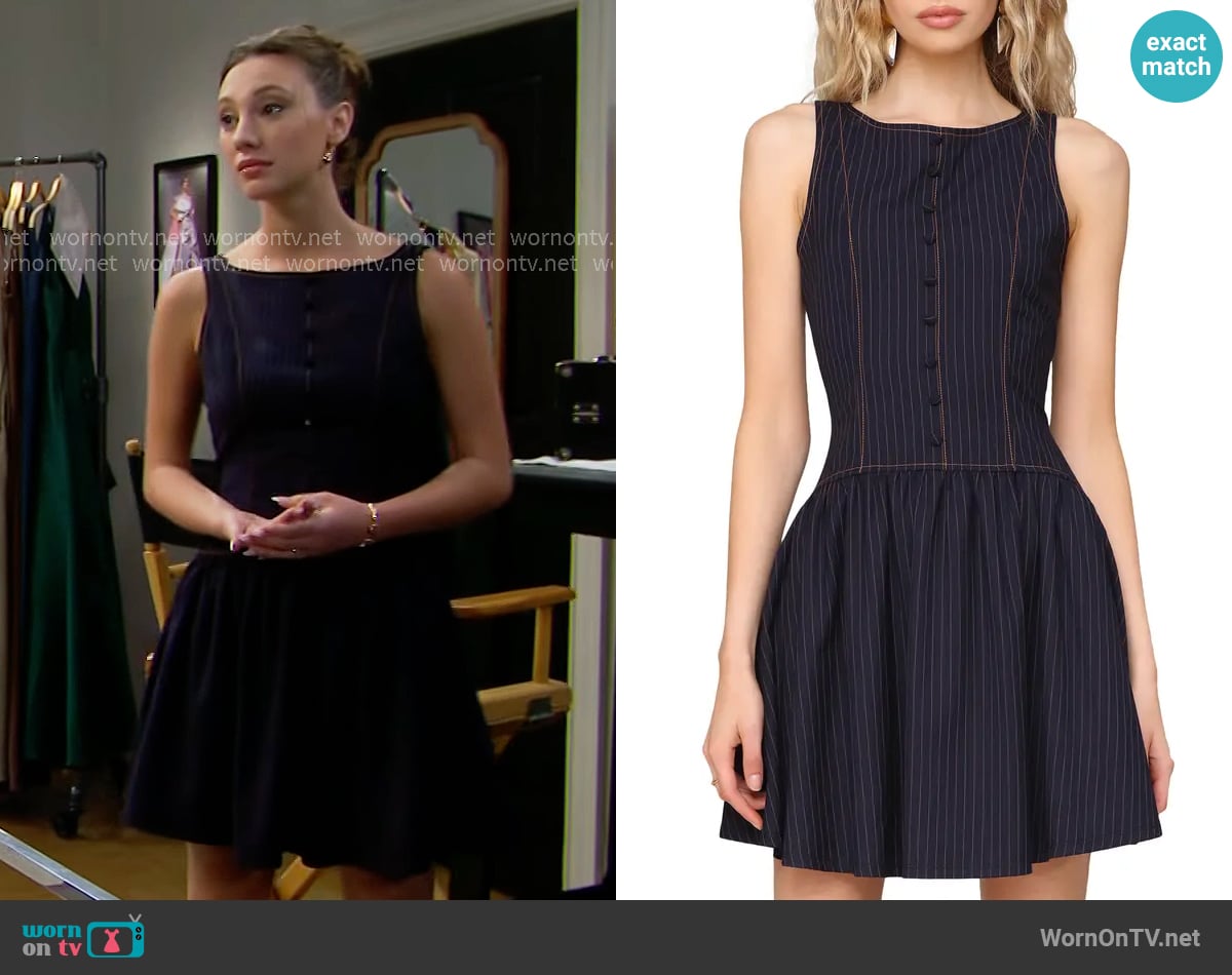 Avec Les Filles Drop Waist Boat Neck Minidress