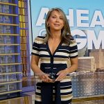 Ginger’s black and beige striped knit dress on Good Morning America