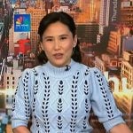vicky’s blue open knit sweater on NBC News Daily