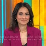 Celine Gounder’s magenta pink blazer on CBS Mornings