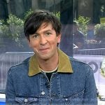 Nicholas Braun’s print sweater and denim jacket on Today