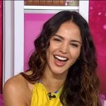 Eiza González’s yellow print hatler neck top on Today