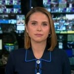 Elizabeth’s navy contrast trim cardigan on Good Morning America