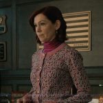 Elsbeth’s pink printed cardigan on Elsbeth