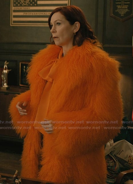 Elsbeth's orange fur coat on Elsbeth