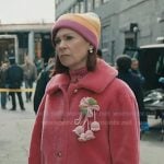 Elsbeth’s pink shearling jacket coat on Elsbeth