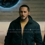 Frenchie’s orange cable knit sweater and navy jacket on The Boys