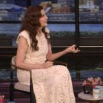 Geena Davis’s crochet knit maxi dress on Live with Kelly and Mark
