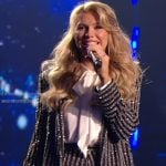Hannah Harper’s sequin striped blazer and pants on American Idol
