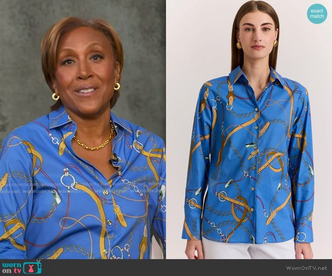 Robin’s blue belt print shirt on GMA