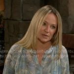 Sharon's blue floral blouse on The Young and the Restless