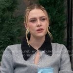 Claire's grey sweater with embellished keyhole and collar on The Young and the Restless