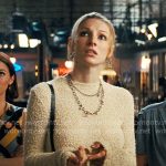 Jules’ cream textured drop-waist sweater dress on Euphoria
