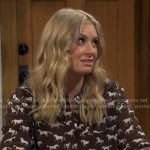 Gemma’s brown horse print shirt on The Neighborhood