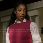 Faith’s pink striped shirt with textured sweater vest on Will Trent