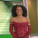 Adriana Diaz’s red floral off-shoulder dress on CBS Mornings