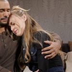 Claire’s denim detail dress on The Young and the Restless