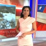 Adriana Diaz’s coral draped asymmetric dress on CBS Mornings
