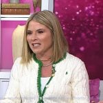 Jenna’s white cable knit cardigan with green trim on Today