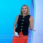 Jenna’s black sleeveless top with gold buttonds and red lace skirt on Today