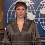 Jericka’s brown wrap shirt and leather belt on CBS Evening News