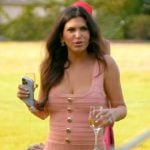 Jo-Ellen’s pink ribbed mini dress on The Real Housewives of Rhode Island