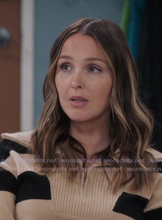 Jo's black and beige striped sweater on Greys Anatomy