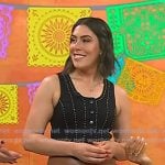 Katie Stilo’s black studded denim top and fringed skirt on Today