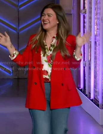 Kelly’s floral print blouse on The Kelly Clarkson Show