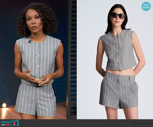 Zuri’s gray stripe vest on Access Hollywood