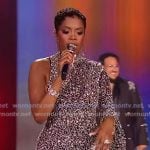 Keyla Richardson’s black embellished asymmetric dress on American Idol