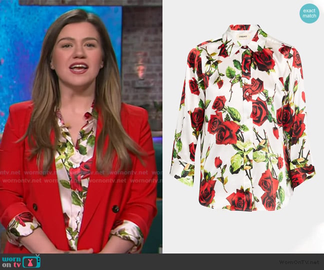 L'Agence Dani Silk 3/4 Sleeve Blouse worn by Kelly Clarkson on The Kelly Clarkson Show