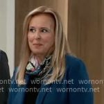 Laura’s teal blazer and floral scarf on General Hospital