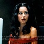 Maddy’s red fringed off-shoulder top on Euphoria