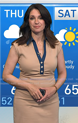 WornOnTV: Maria's beige denim trim dress on Today | Maria Larosa | Clothes  and Wardrobe from TV