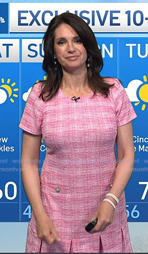Maria’s pink plaid pleated hem dress on Today