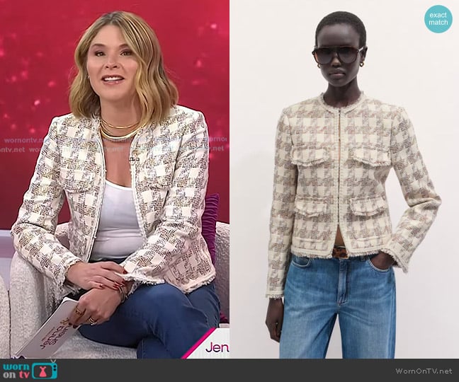 Me + Em Heritage Jacket in Cream Multi worn by Jenna Bush Hager on Today