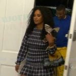 Mia’s blue check print mini dress on Summer House
