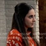 Molly’s red floral smocked top on General Hospital