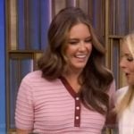Monica’s pink ribbed polo on Live with Kelly and Mark