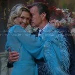 Patty’s blue feather trim dress on The Young and the Restless