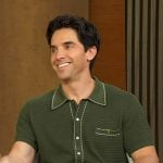 Paul Downs’s green knit short sleeve shirt on Good Morning America