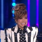 Paula Abdul’s black stripe blazer and pant suit on American Idol