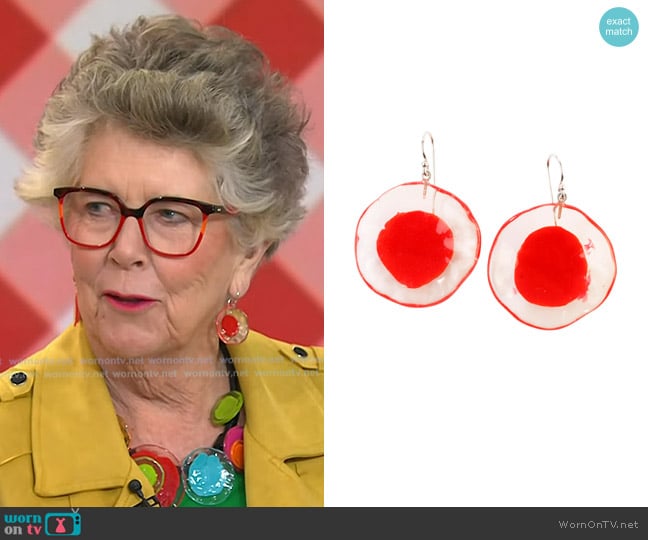 Prue Leith’s red drop earrings on Today Prue Leith’s red drop earrings on Today
