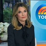Savannah’s black tie neck blouse and skirt on Today