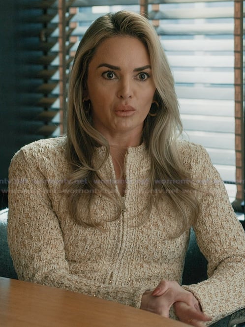 Sienna's beige tweed jacket on Elsbeth