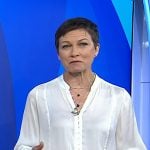 Stephanie’s white button down satin blouse on Today